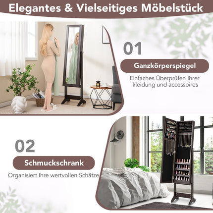 Jewelry Cabinet with Full-Length Mirror, Adjustable Tilt