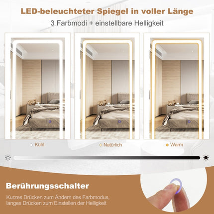 Schmuckschrank mit LED-Spiegel, 360° drehbar, Weiß