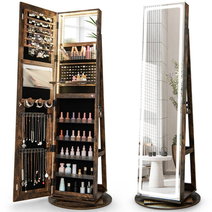 Jewelry Cabinet with Mirror and Adjustable LED Lights
