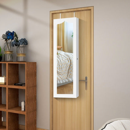 Šperkovnice závěsná úložná skříňka s LED osvětlením 36.5 x 11.5 x 120 cm, bílá