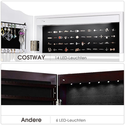 Jewelry cabinet jewelry organizer with full length mirror door 41.5 x 37 x 160 cm white