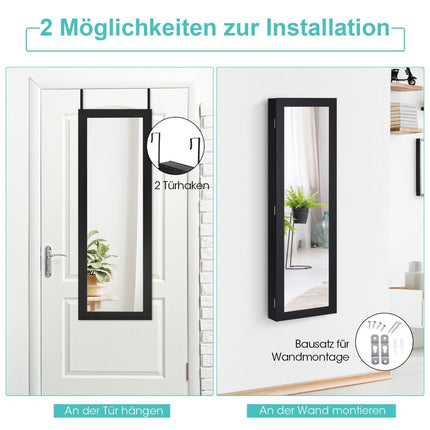 Schmuckschrank mit Ganzkörperspiegel Spiegelschrank 31,5 x 8,5 x 110 cm schwarz