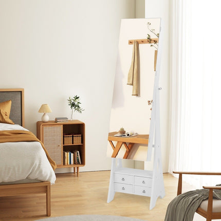 Schmuckschrank mit Spiegel &amp; Beleuchtung Schmuckspiegelschrank mit Schubladen und Klappregal weiß