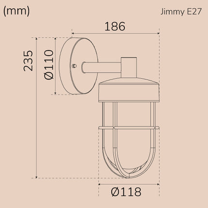 Jimmy Wandleuchte E27 Fassung IP44 Weiß