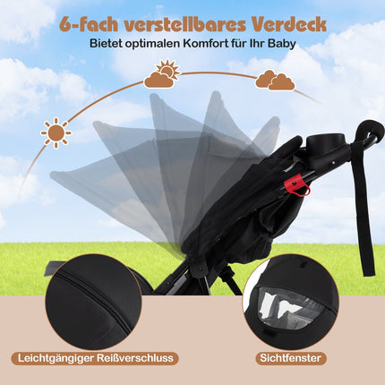 Jogging Stroller, Foldable with Adjustable Canopy & Seat