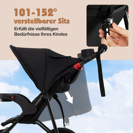 Jogging Stroller, Foldable with Adjustable Canopy & Seat