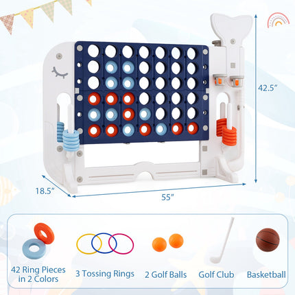 Jumbo 4-in-1 Connect Game Set with Ring Toss and Cup Holders