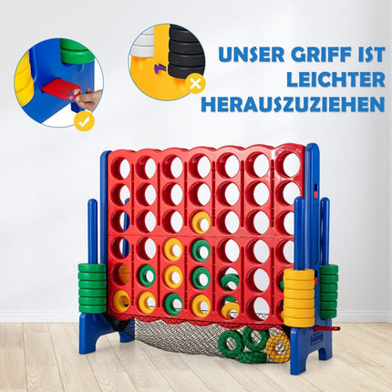 Jumbo 4-op-een-rij set 119 cm groot vier-op-een-rij spel voor kinderen blauw