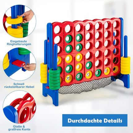 Jumbo 4-op-een-rij set 119 cm groot vier-op-een-rij spel voor kinderen blauw