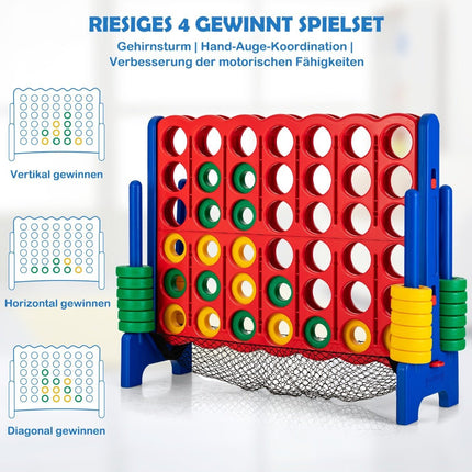 Jumbo 4-op-een-rij set 119 cm groot vier-op-een-rij spel voor kinderen blauw