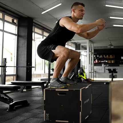 Plyometric Sprungbox - 3-in-1-Holzplattform mit Griffen