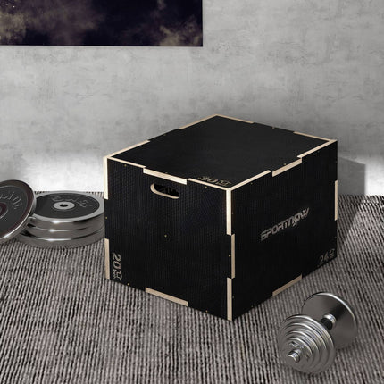 Plyometric Sprungbox - 3-in-1-Holzplattform mit Griffen