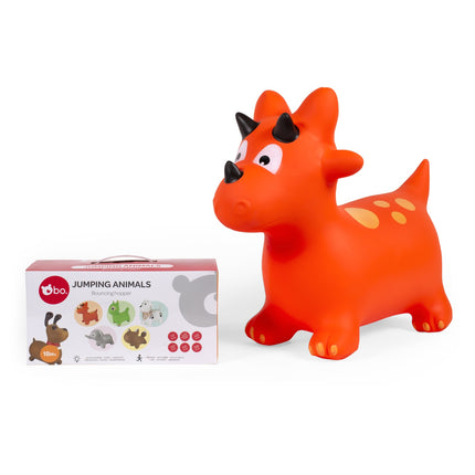 Hüpfendes Tierspielzeug – orangefarbener Dinosaurier für Kinder