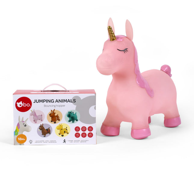 Hüpf-Tier-Spielzeug - Rosa Einhorn für Kinder