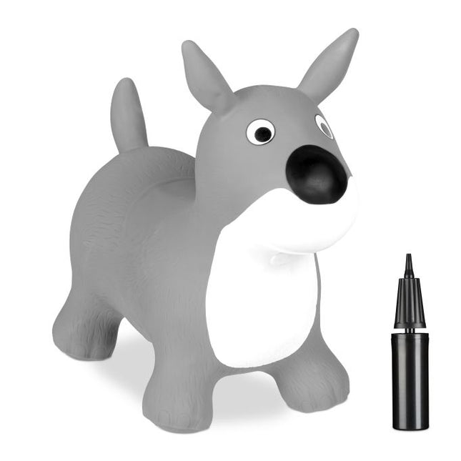 Springtier Hund in grau