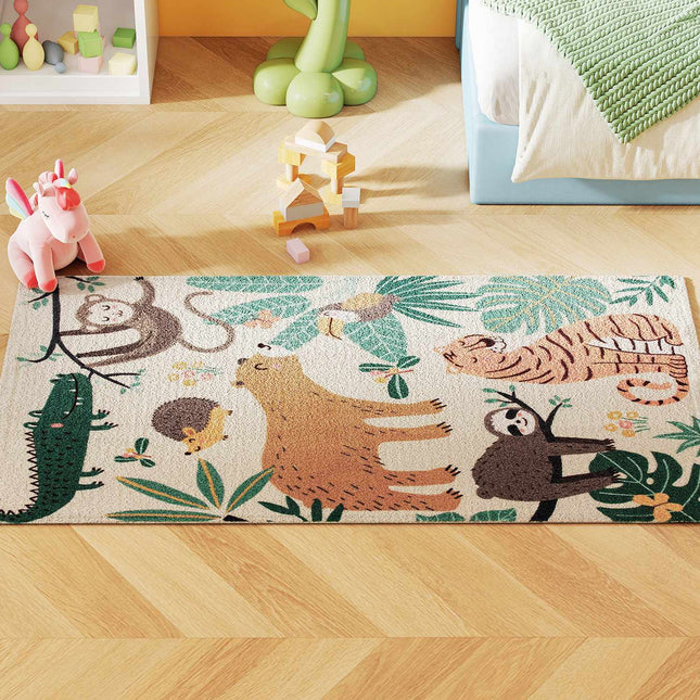 Fleecedecke mit Dschungelmuster, pflegeleicht, Creme/Mehrfarbig