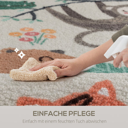 Fleecedecke mit Dschungelmuster, pflegeleicht, Creme/Mehrfarbig
