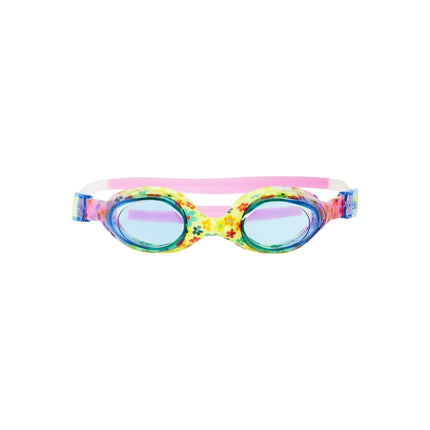 Junior Swimming Goggles, Blue Flowers, Anti-Fog Lens