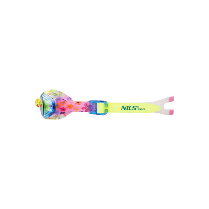 Junior Swimming Goggles, Blue Flowers, Anti-Fog Lens