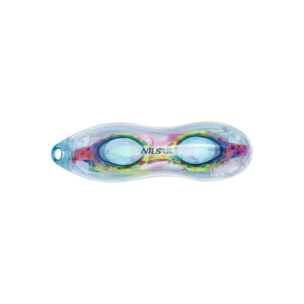 Junior Swimming Goggles, Blue Flowers, Anti-Fog Lens