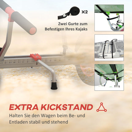 Kajakwagen mit verstellbarer Breite, großen Rädern, Aluminiumrahmen