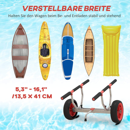 Kajakwagen mit verstellbarer Breite, großen Rädern, Aluminiumrahmen