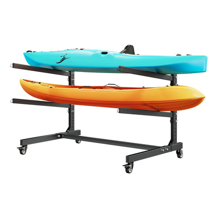 Kayak Storage Rack for 2, 80 kg, Adjustable, Locking Wheels