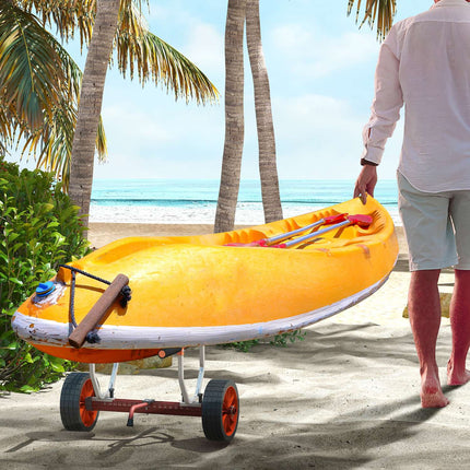 Chariot de transport pour kayak, canoë, bateau réglable, chariot de surf, remorque pour bateau avec sangle de tension, chariot de transport pour canoë, vert et noir