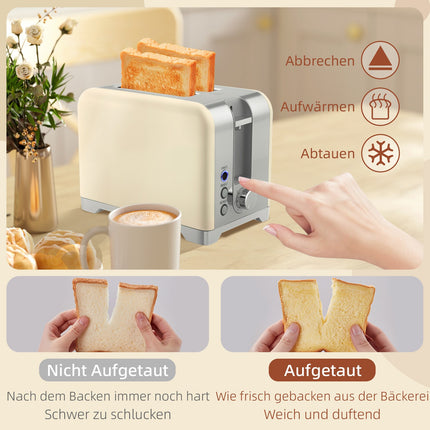 Kettle & Toaster Set, 2200W, 7 Browning Levels, Cream