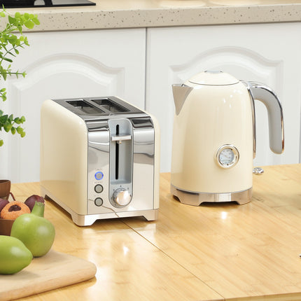 Kettle & Toaster Set, 2200W, 7 Browning Levels, Cream