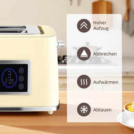 Wasserkocher- und Toaster-Set, LED-Touch, 1,7L, 2 Schlitze, Cremefarben