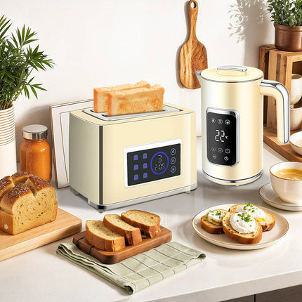 Wasserkocher- und Toaster-Set, LED-Touch, 1,7L, 2 Schlitze, Cremefarben