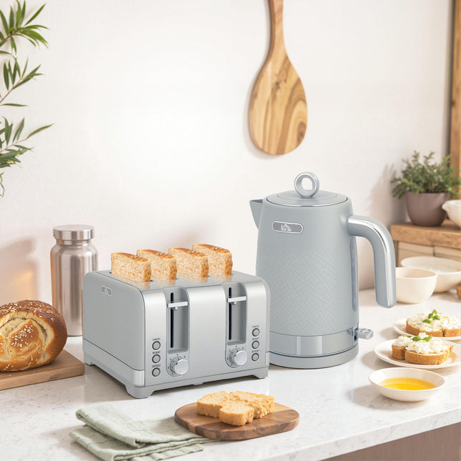 Wasserkocher- und Toaster-Set, 1,7 l, 2200 W, schnelles Kochen, 4-Schlitz-Toaster