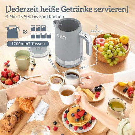 Wasserkocher- und Toaster-Set, 1,7 l, 2200 W, schnelles Kochen, 4-Schlitz-Toaster