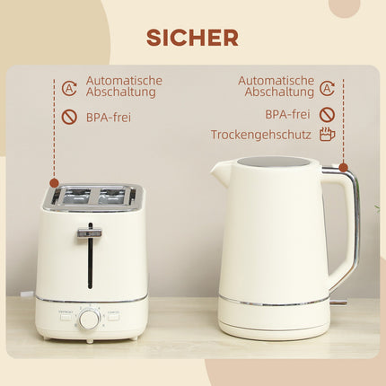 Sada rychlovarné konvice a toustovače, 1.7L, 6 stupňů opékání, béžová