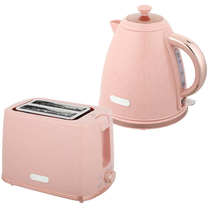 Kettle and Toaster Set, 1.7L Fast Boil, 2-Slice, Pink