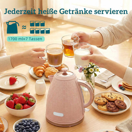 Kettle and Toaster Set, 1.7L Fast Boil, 2-Slice, Pink