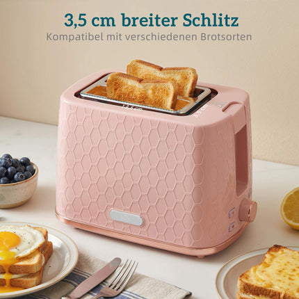 Kettle and Toaster Set, 1.7L Fast Boil, 2-Slice, Pink