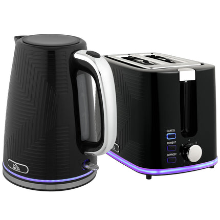 Wasserkocher und Toaster Set, 2200W, 2 Scheiben, Schwarz
