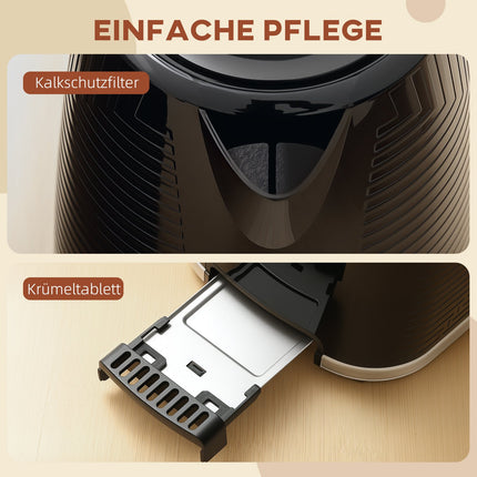 Wasserkocher und Toaster Set, 2200W, 2 Scheiben, Schwarz