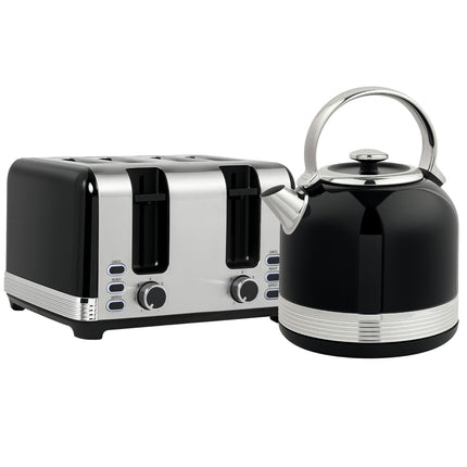 Wasserkocher- und Toaster-Set, 7 Bräunungsstufen, 1,7L, Schwarz
