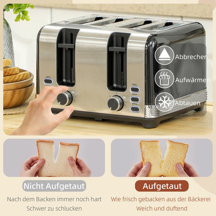 Wasserkocher- und Toaster-Set, 7 Bräunungsstufen, 1,7L, Schwarz