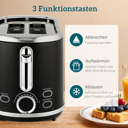 Kettle and Toaster Set, LED Display, 1.7L, 2200W, Black