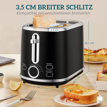 Kettle and Toaster Set, LED Display, 1.7L, 2200W, Black
