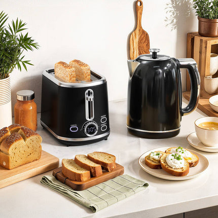 Kettle and Toaster Set, LED Display, 1.7L, 2200W, Black