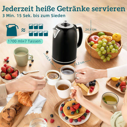 Kettle and Toaster Set, LED Display, 1.7L, 2200W, Black