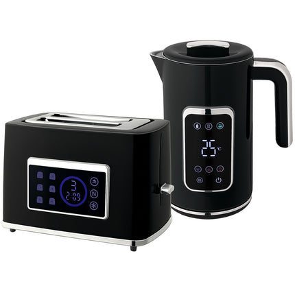 Kettle and Toaster Set, LED Touch, 1.7L, 2 Slots, Black