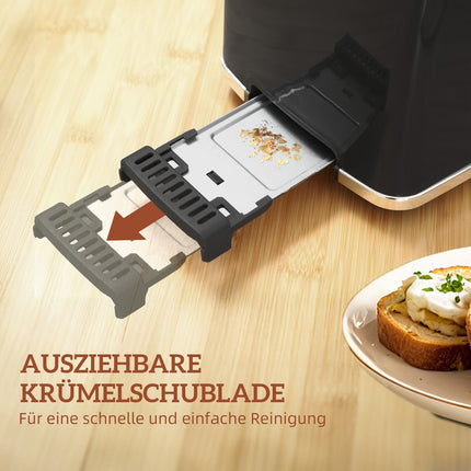 Kettle and Toaster Set, LED Touch, 1.7L, 2 Slots, Black