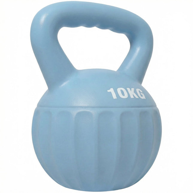 Kettlebell 10 kg, sandgefüllt, rutschfester Griff, blau