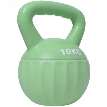 Kettlebell 10 kg, sandgefüllt, rutschfester Griff, Grün